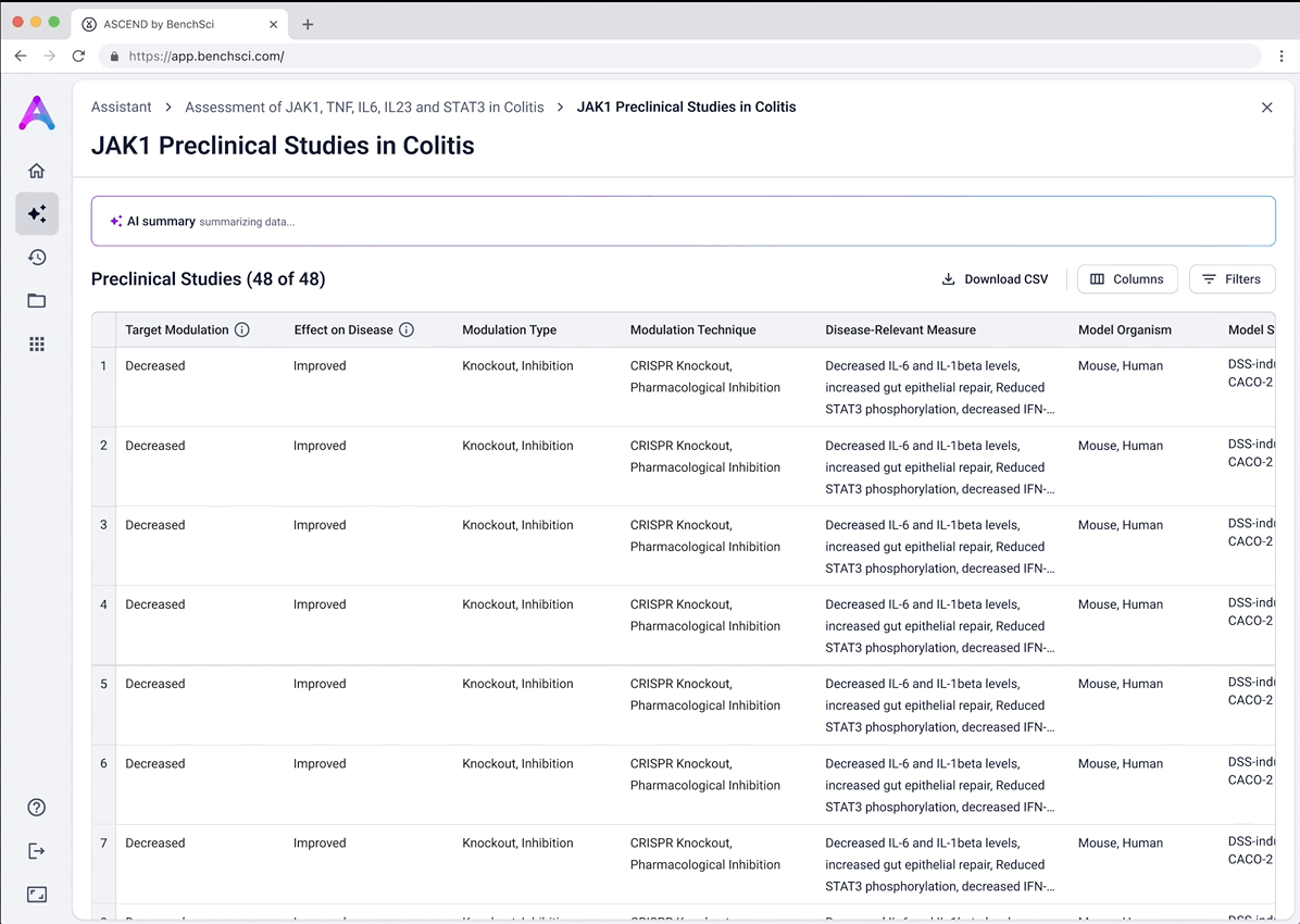 LLM text summary in the preclinicl data module