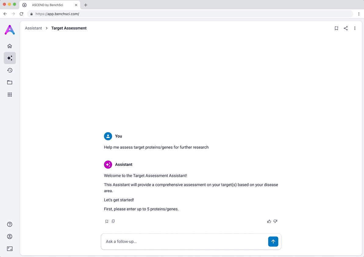 Chat input with targets and disease